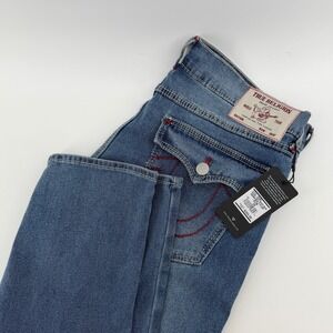 $204 NEW True Religion Geno Big T Flap Relaxed Slim Jeans Light Wash 36 34x32